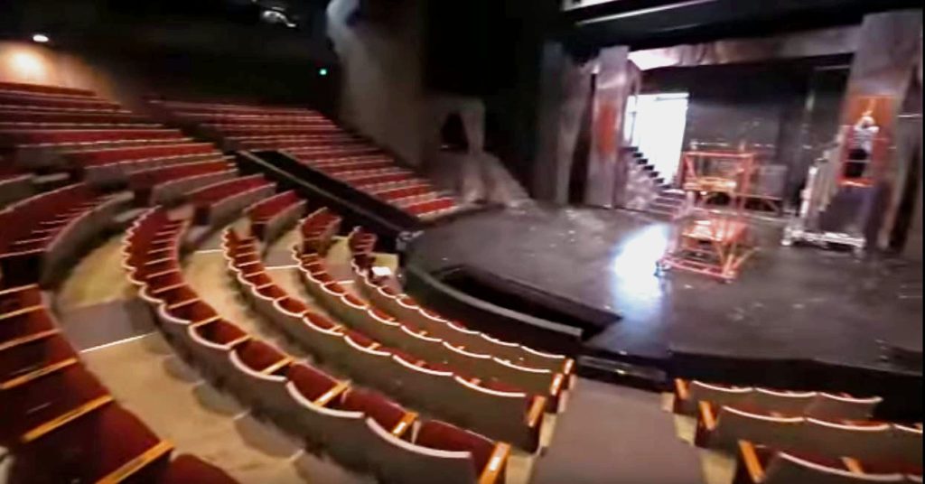 Inside an empty Goppert Theatre
