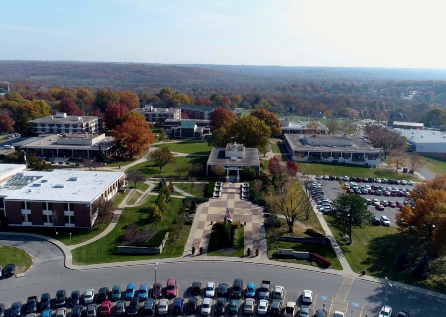 Aerial view of campus from the northside looking south.