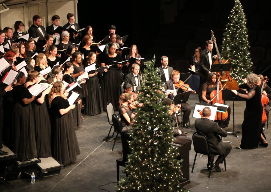 Christmas choir and orchestra concert inside Goppert Theatre