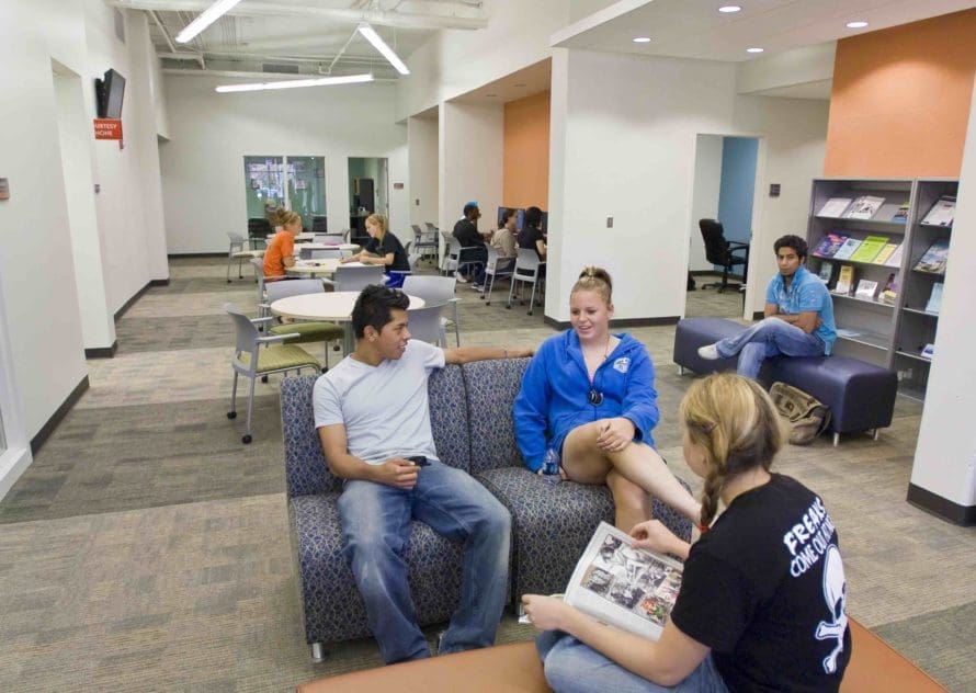 Students lounging in Hodes Center