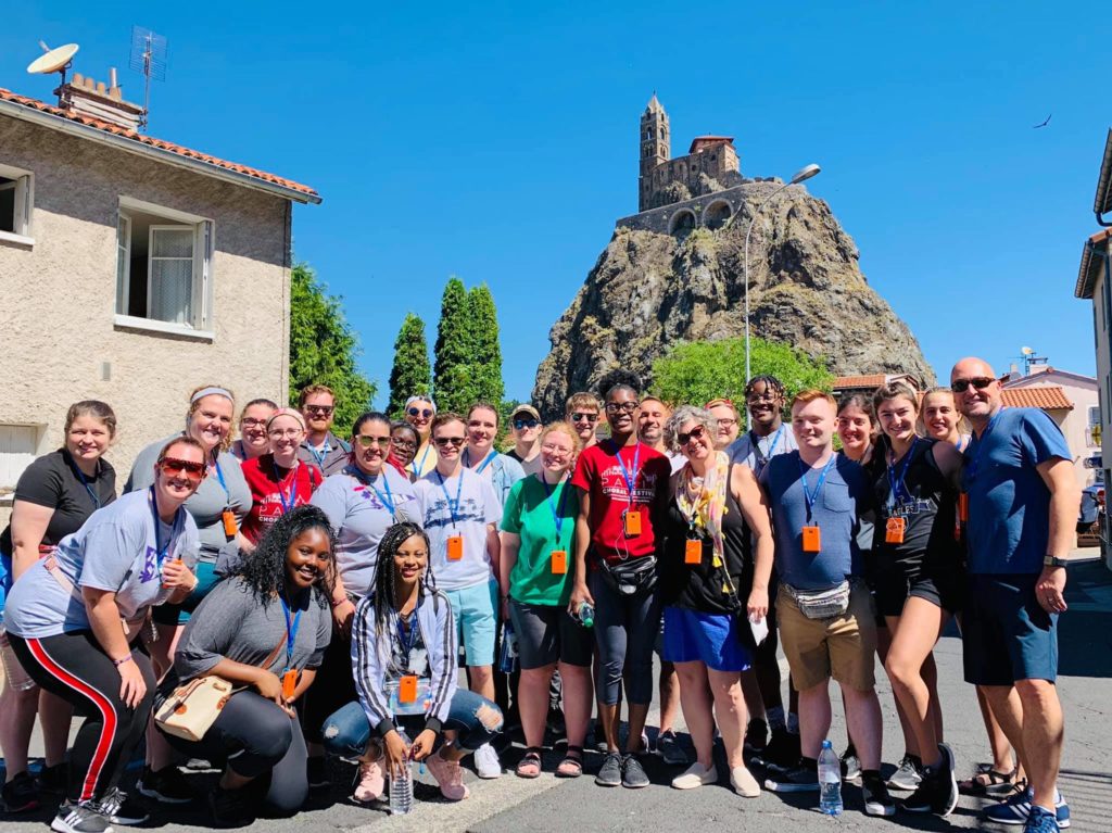 A group of Avila students in LePuy, France