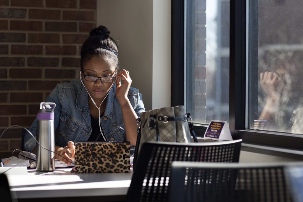 Female student studying in the Learning Commons