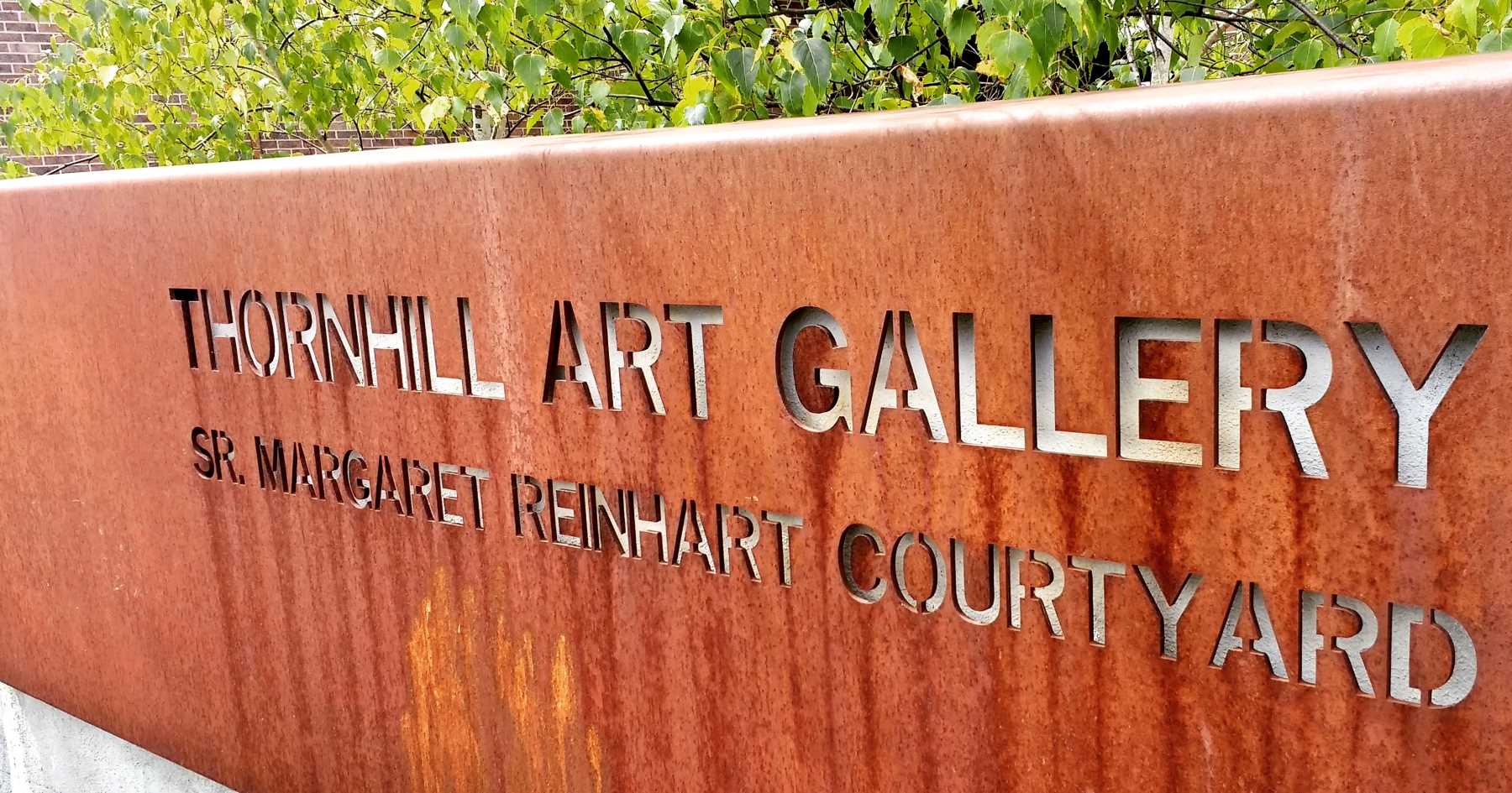Thornhill Art Gallery Sister Margaret Reinhart Courtyard sign