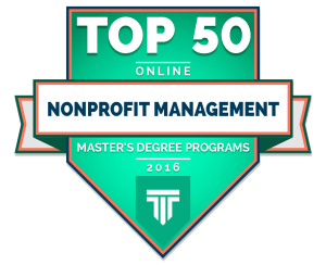 Top 50 Online nonprofit management graphic