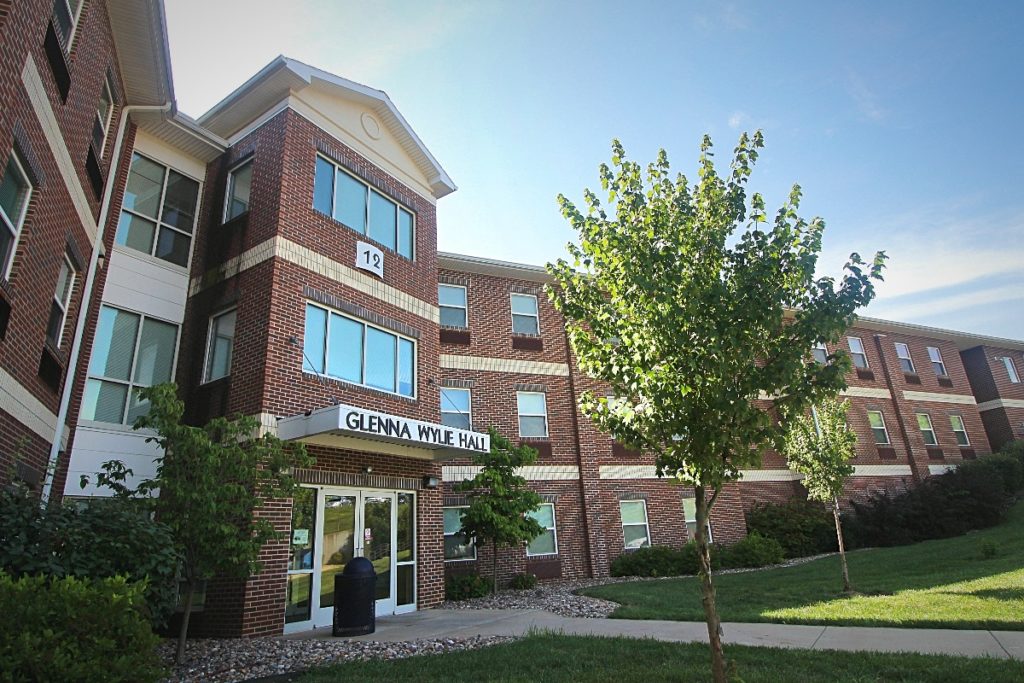 Main entrance to Glenna Wylie Hall.