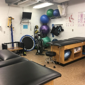 Training room with exercise equipment