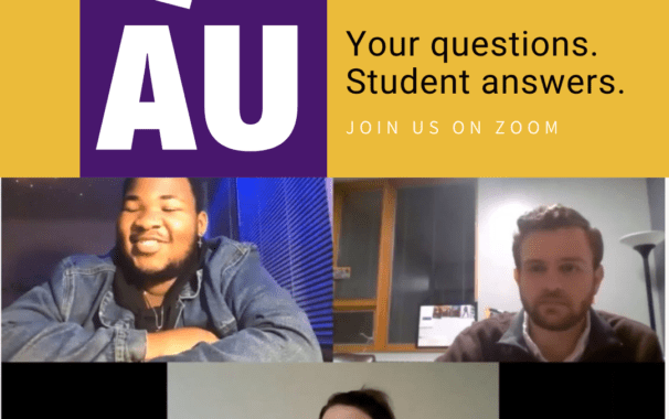 Q and AU. Your questions. Student answers. Zoom with us.