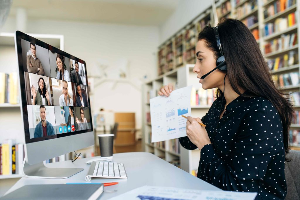 Woman leading a virtual meeting