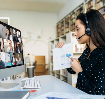 Woman leading a virtual meeting