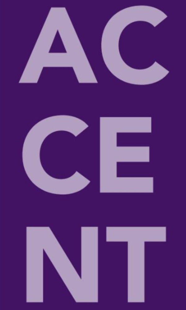 "ACCENT" in light purple text on purple background