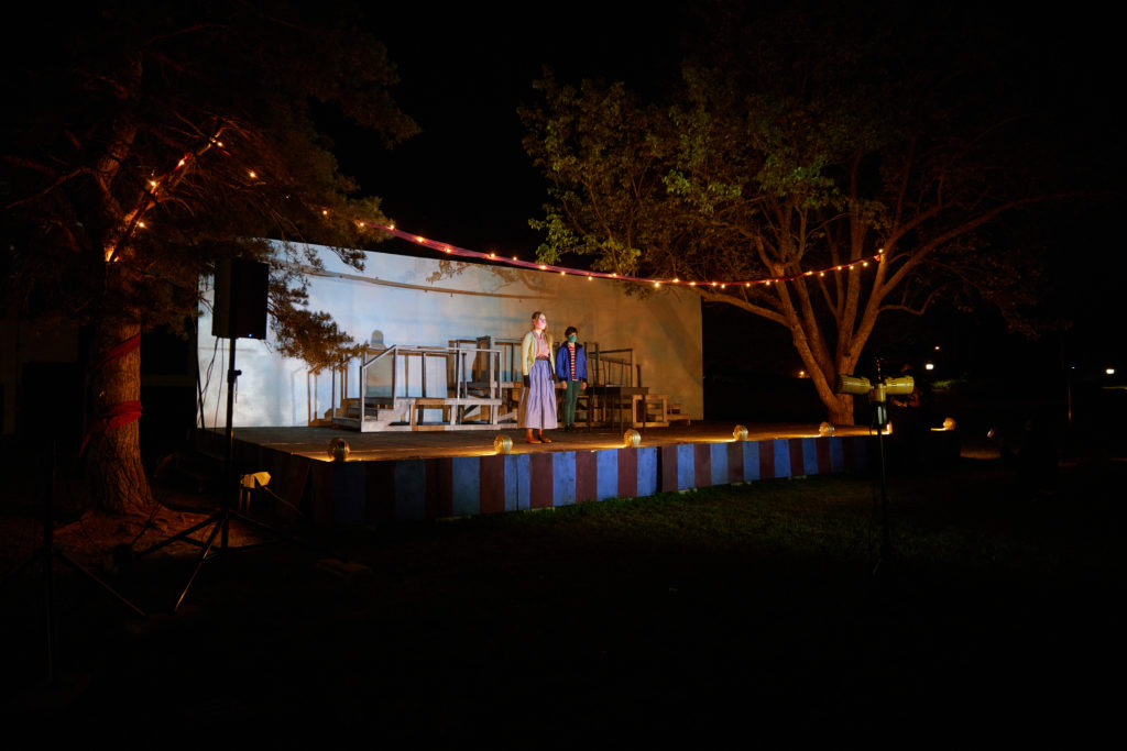 Outdoor theatre stage at night