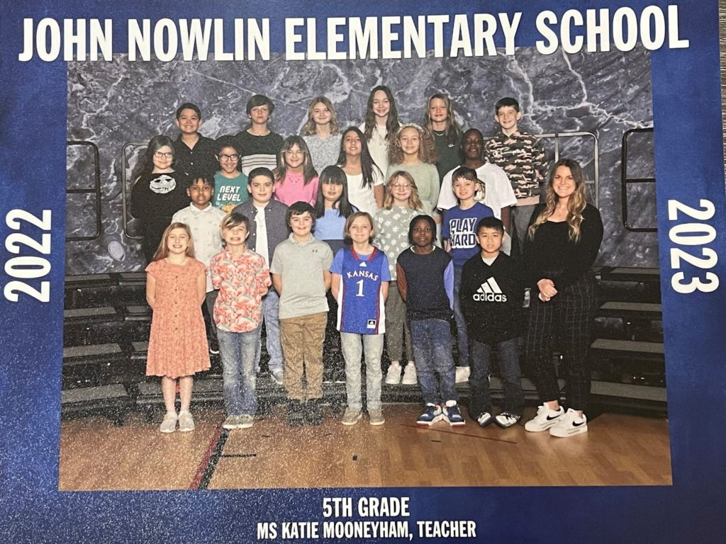 Ms. Katie Mooneyham with her 5th grade class